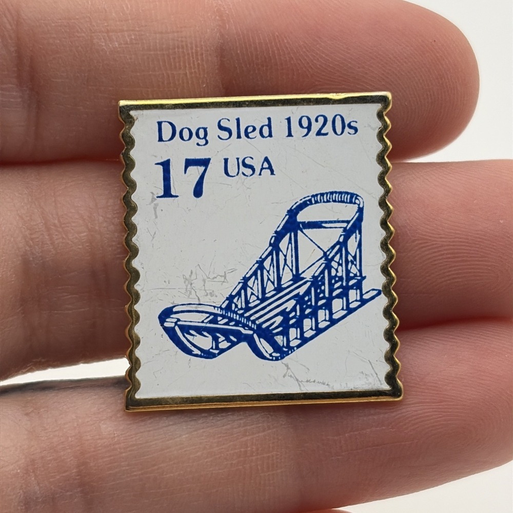 USPS United States‎ Postal Service Stamp Dog Sled 1920s Lapel Hat Pin